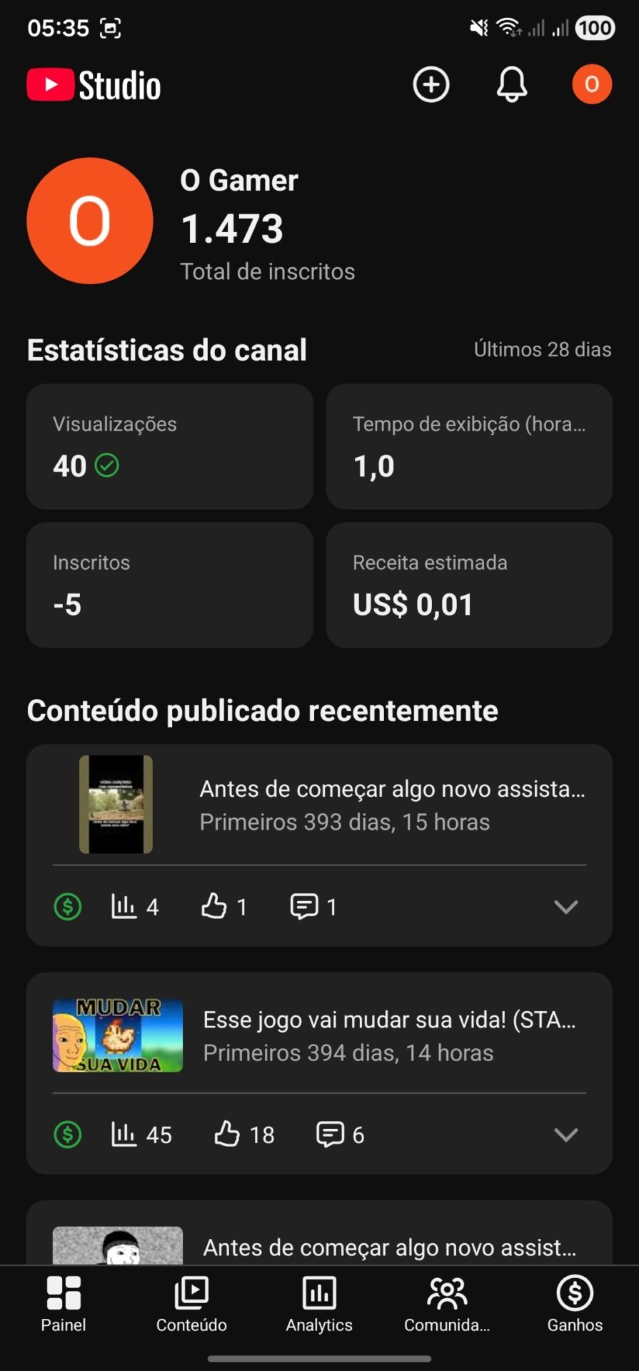 Canal monetizado Game