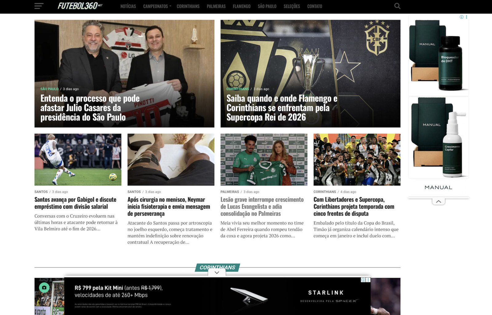 Portal de notícias sobre futebol, com cadastro efetivo na CBF e FIFA, podendo cobrir jogos