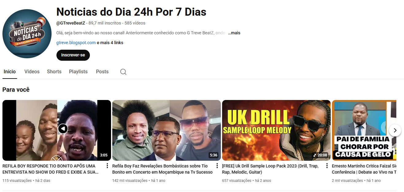Canal YouTube à venda – Notícias, Música e Entretenimento (89 mil inscritos)