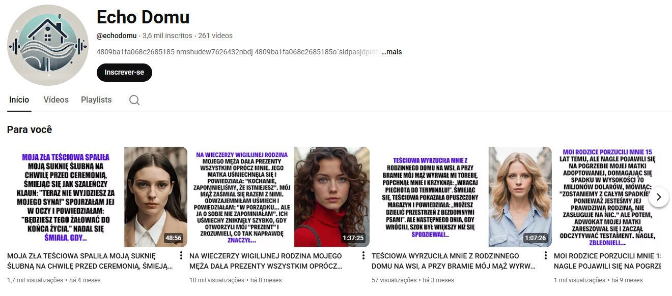 Canal YouTube à venda – Dramas Familiares e Relatos de Impacto (3 mil inscritos)