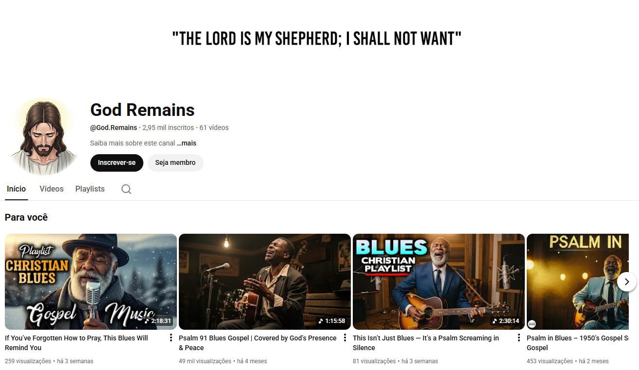 Canal YouTube à venda – Música, Gospel e Christian Blues (2 mil inscritos)