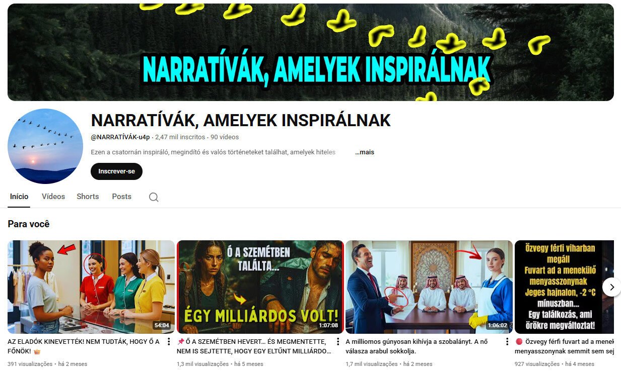 Canal YouTube à venda – Narrativas Inspiradoras e Histórias de Impacto (2 mil inscritos)