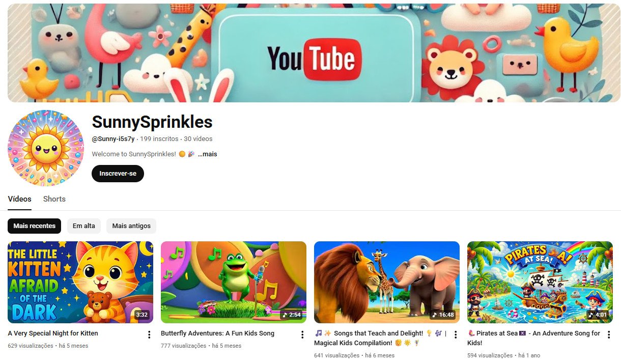 Canal YouTube à venda não monetizado – sunny sprinkles (199 inscritos)