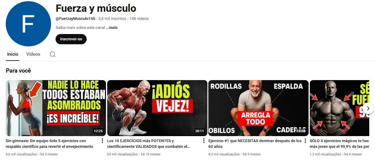 YouTube à Venda – 3 mil inscritos – Fitness e Longevidade