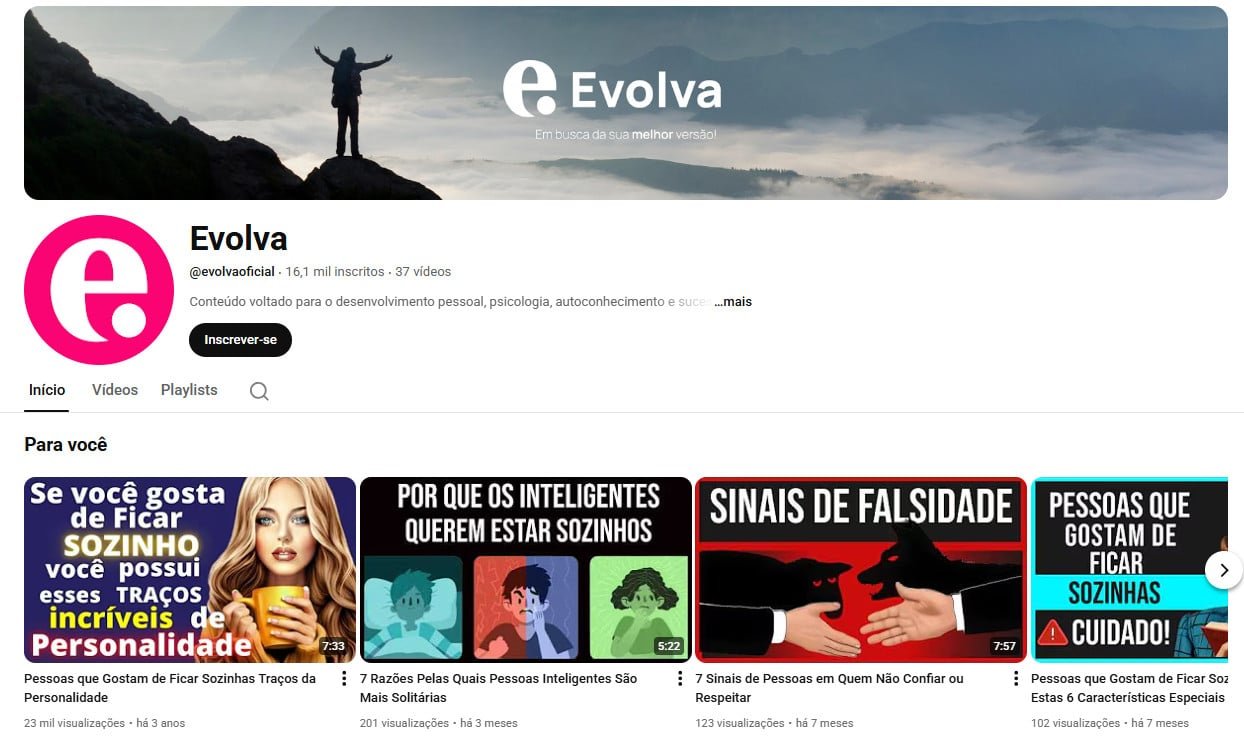 YouTube à Venda – 16 mil inscritos – Desenvolvimento Pessoal e Psicologia