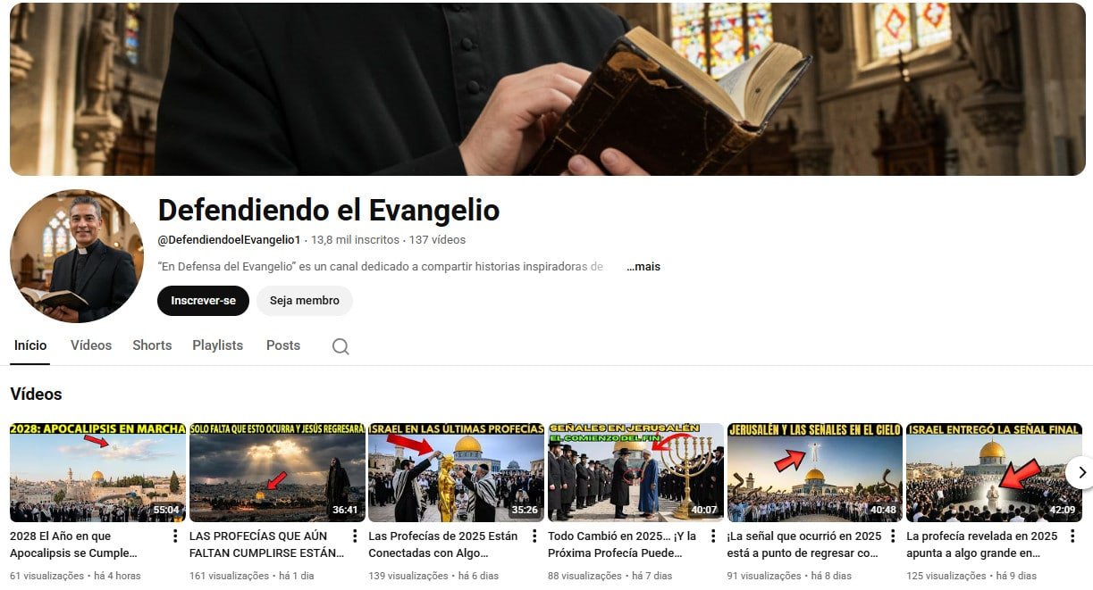 YouTube à Venda – 13 mil inscritos – Estudos Bíblicos e Profecias