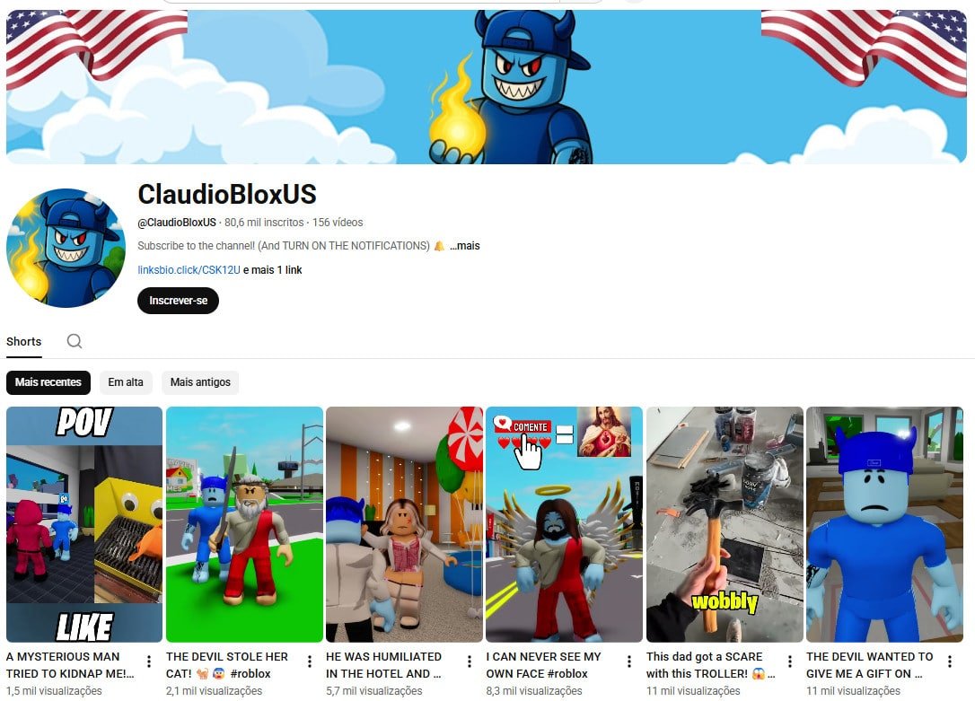 YouTube à Venda – 80 mil inscritos – Gameplay de Roblox (não monetizado)