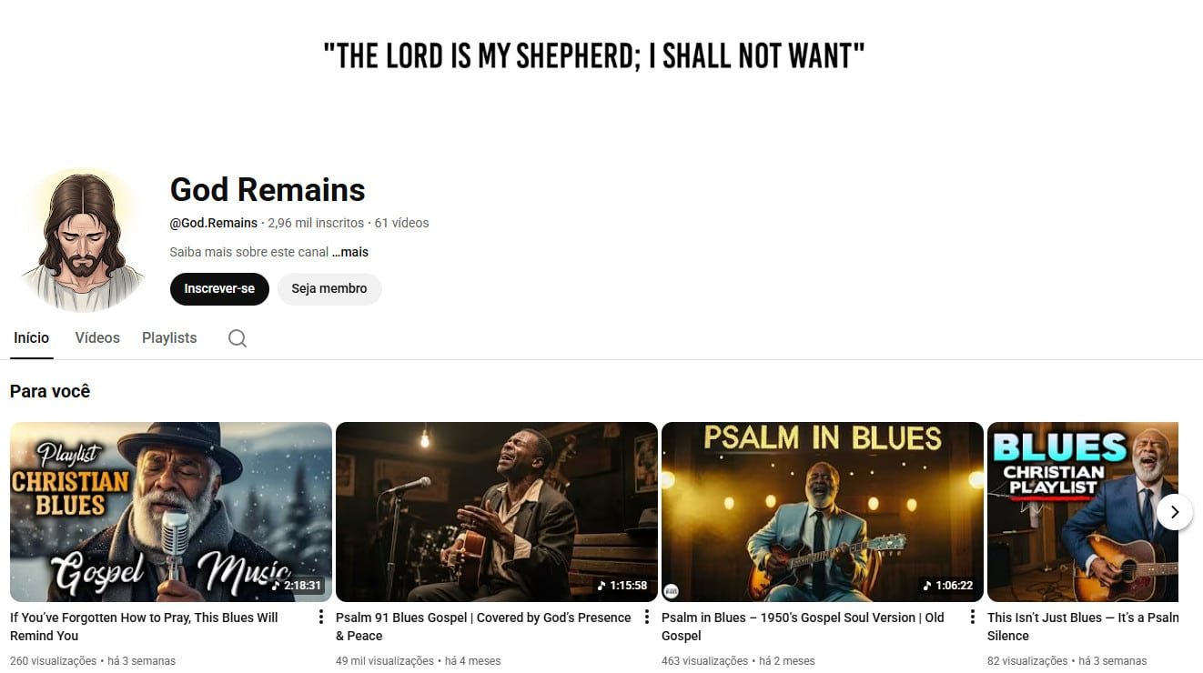 YouTube à Venda – 2 mil inscritos – Música Gospel e Blues Cristão