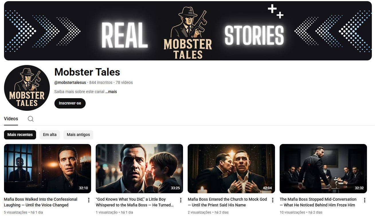 YouTube à Venda – 844 inscritos – Histórias de Máfia e Crimes Reais