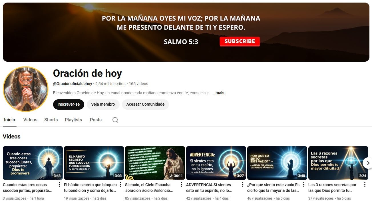 YouTube à Venda – 2 mil inscritos – Orações e Fé Cristã