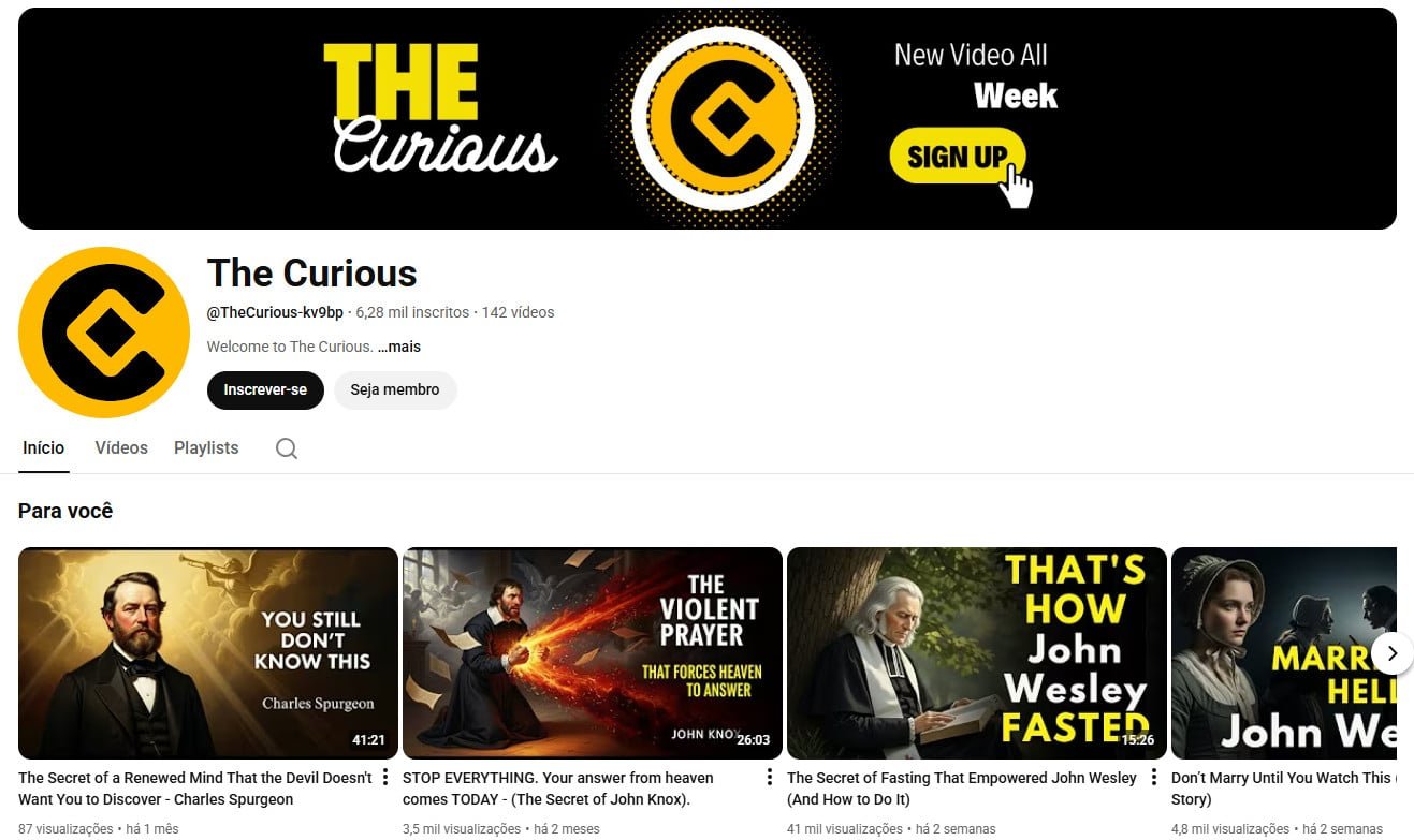 YouTube à Venda – 6 mil inscritos – História e Ensinamentos Cristãos