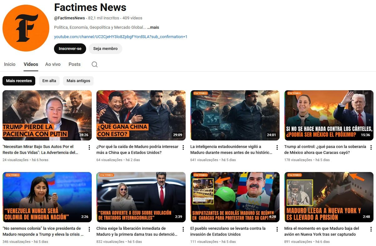 YouTube à Venda – 82 mil inscritos – Política, Economia e Geopolítica