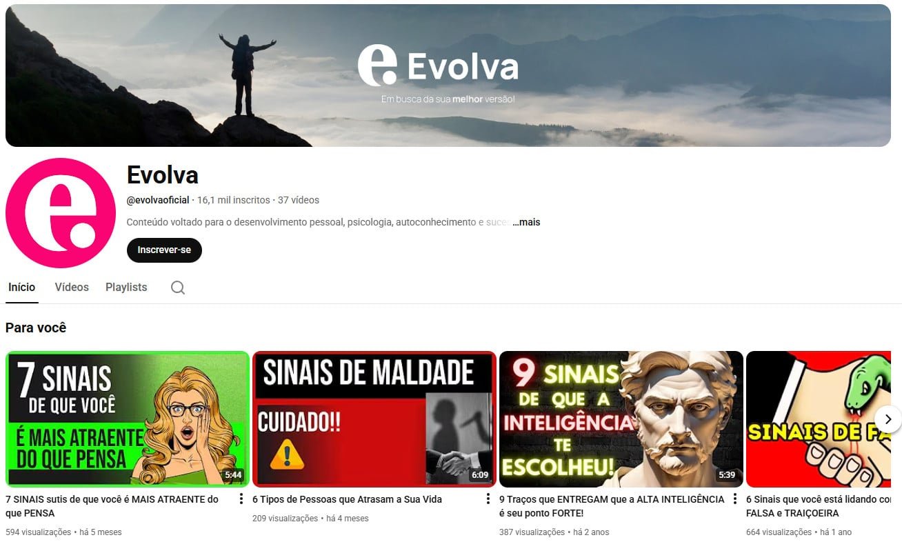 YouTube à Venda – 16 mil inscritos – Desenvolvimento Pessoal e Psicologia 🧠🚀
