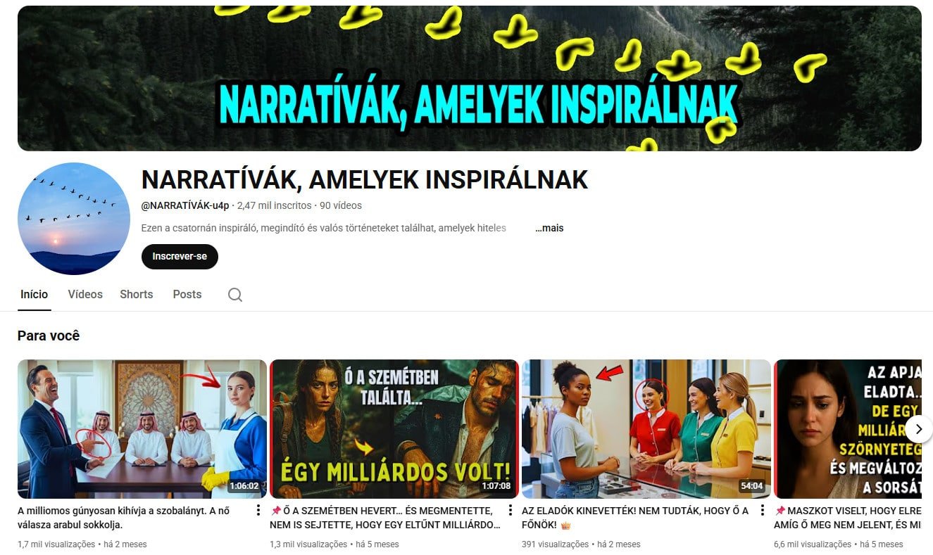 YouTube à Venda – 2 mil inscritos – Histórias e Narrativas Inspiradoras