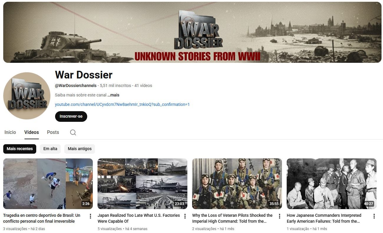 YouTube à Venda – 5 mil inscritos – Histórias Desconhecidas da 2ª Guerra Mundial