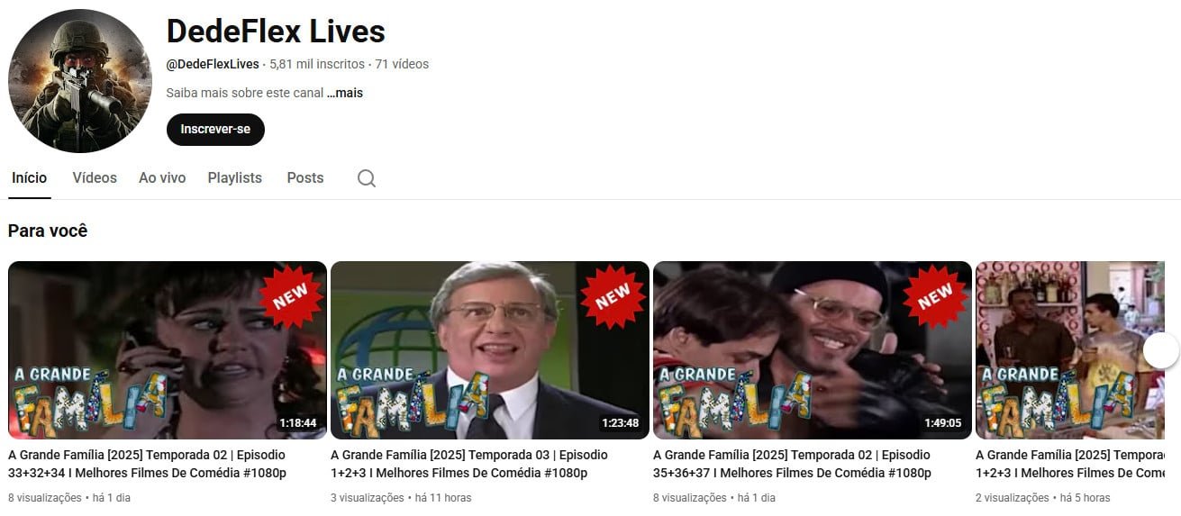 YouTube à Venda – 5 mil inscritos – Lives e Entretenimento Clássico