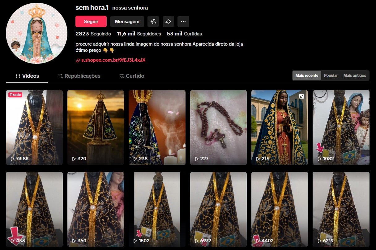 TikTok à Venda – 11 mil seguidores – Artigos Religiosos e Fé