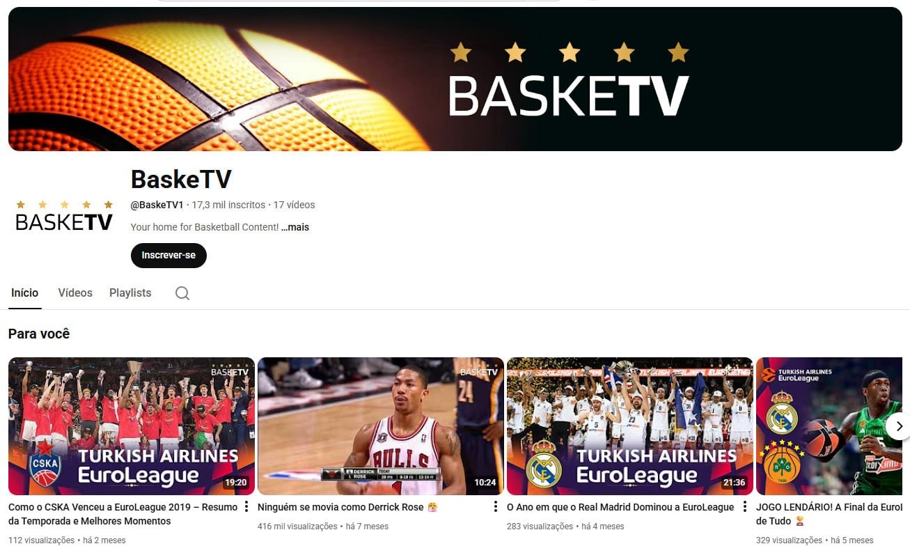 YouTube à Venda – 17 mil inscritos – Basquete e Melhores Momentos