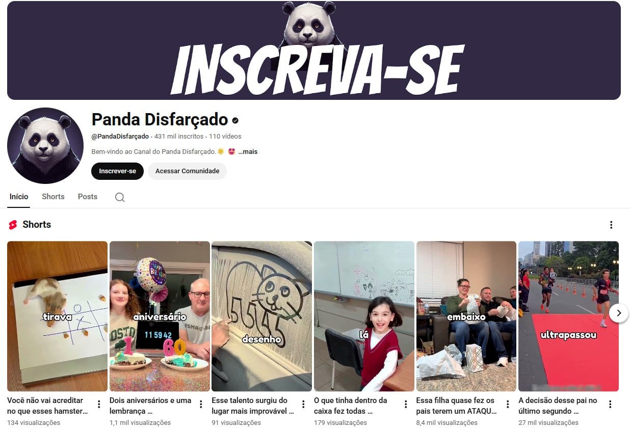 YouTube à Venda – 431 mil inscritos – Shorts e Entretenimento Viral