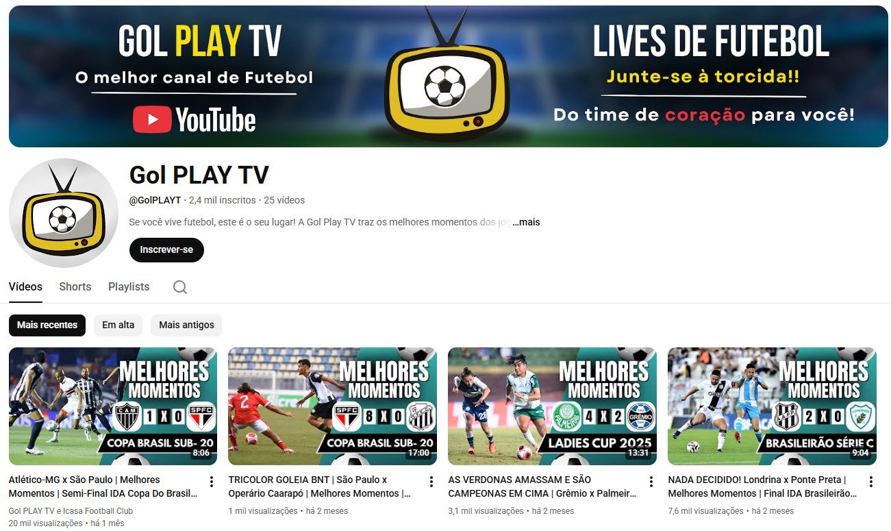YouTube à Venda – 2 mil inscritos – Futebol e Melhores Momentos