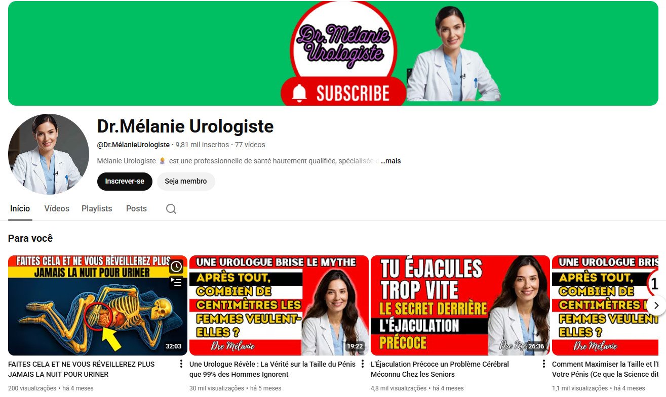 YouTube à Venda – 9 mil inscritos – Saúde Masculina e Urologia