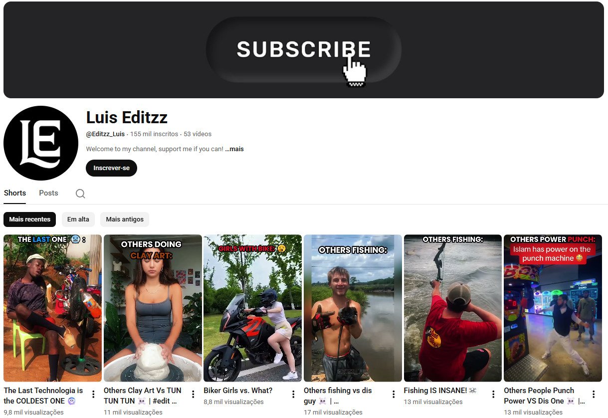 YouTube à Venda – 155 mil inscritos – Edições Virais e Entretenimento