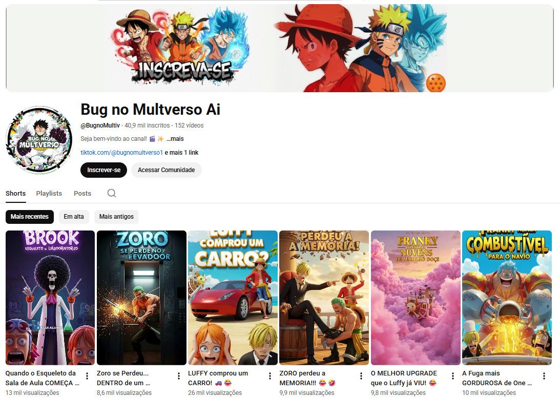 YouTube à Venda (Não Monetizado) – 40 mil inscritos – Anime e Criatividade com IA