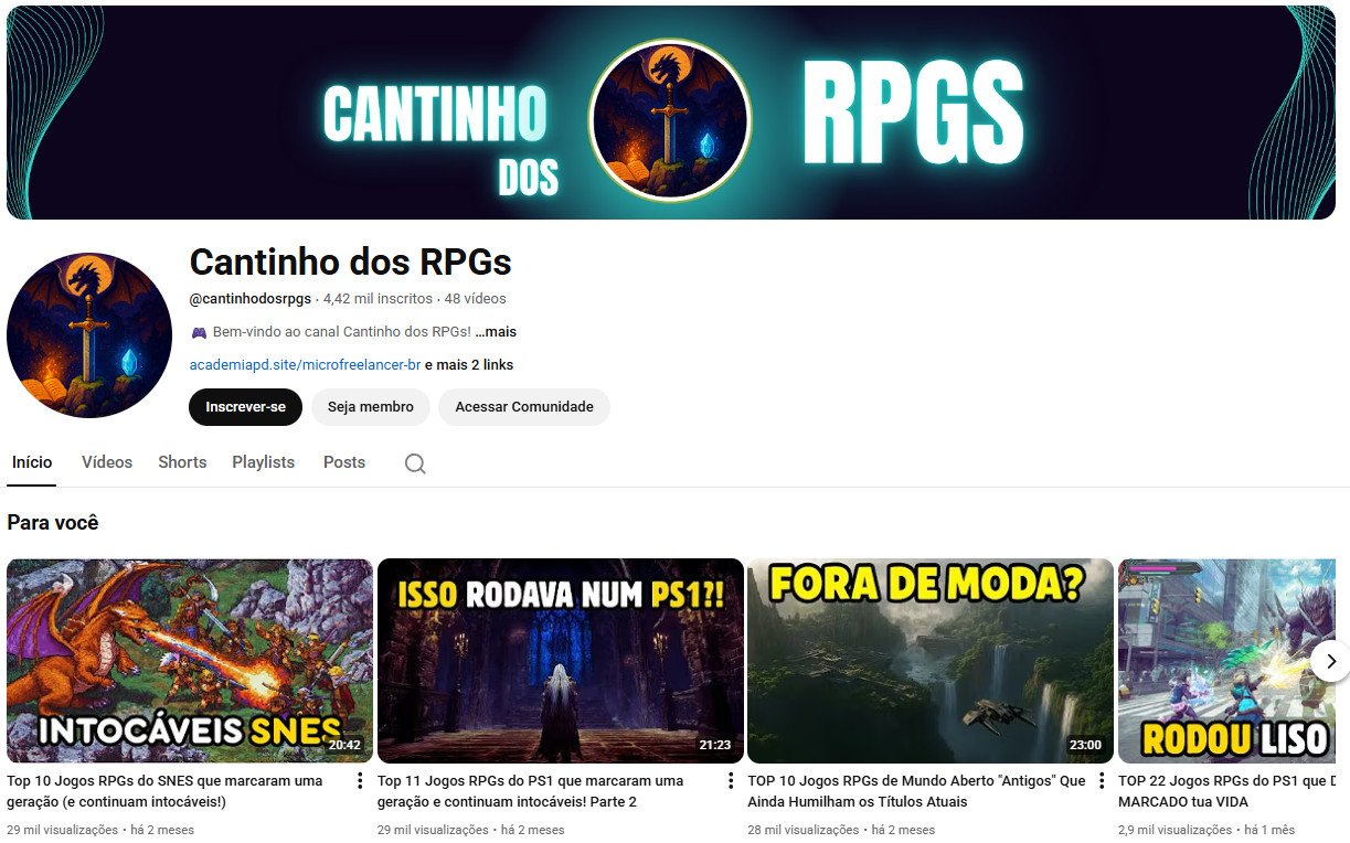 YouTube à Venda – 4 mil inscritos – Games e Cultura RPG