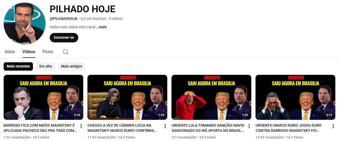 YouTube à Venda – 4 mil inscritos – Política e Atualidades