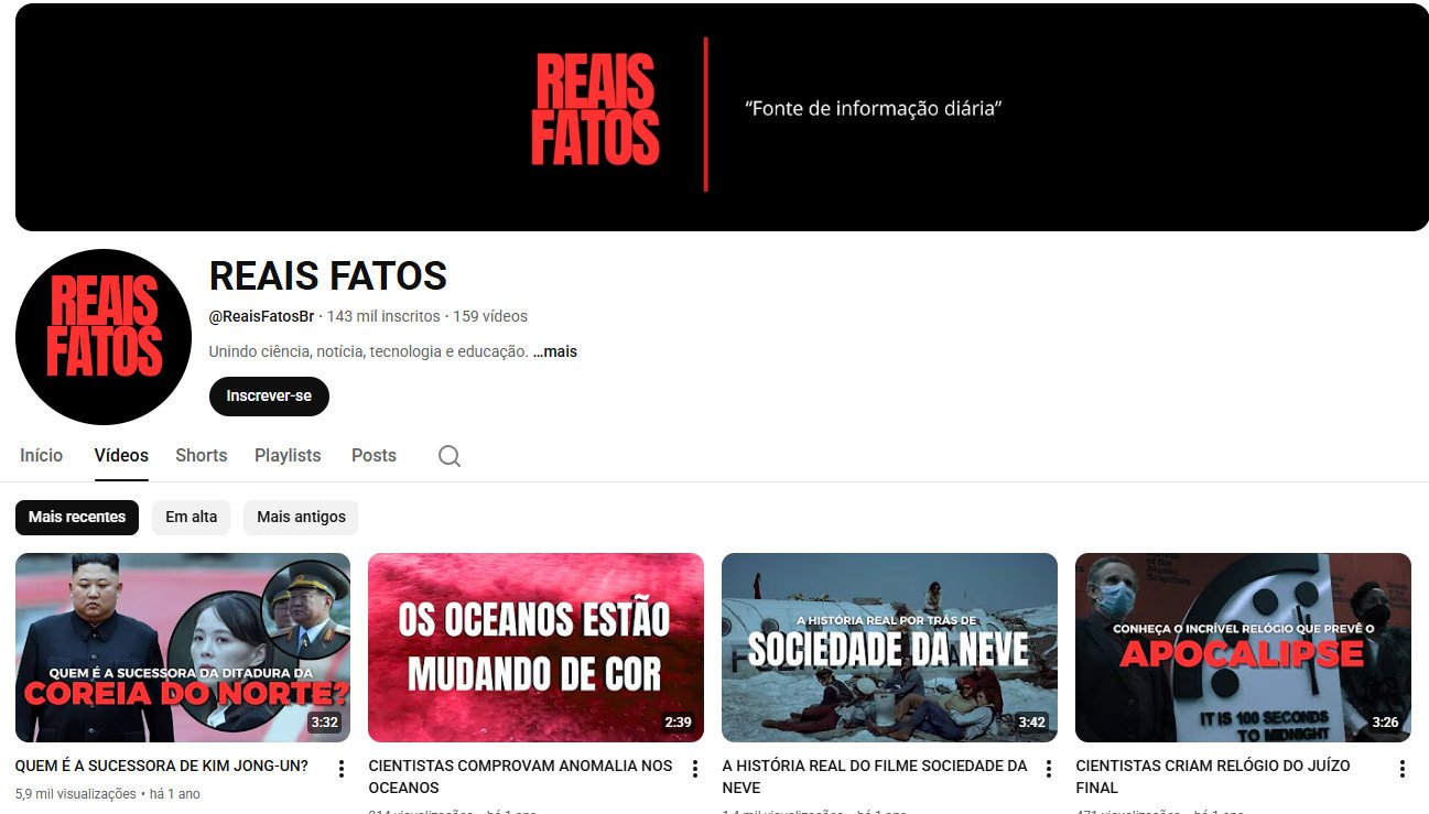 YouTube à Venda (Não Monetizado) – 143 mil inscritos – Factos, Ciência e Tecnologia