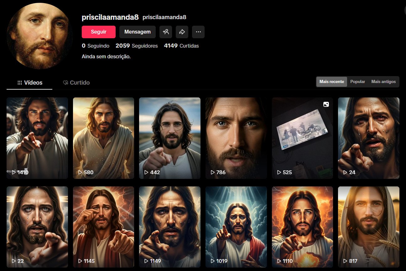TikTok à venda – Mensagens de Fé e Espiritualidade | 2 mil seguidores