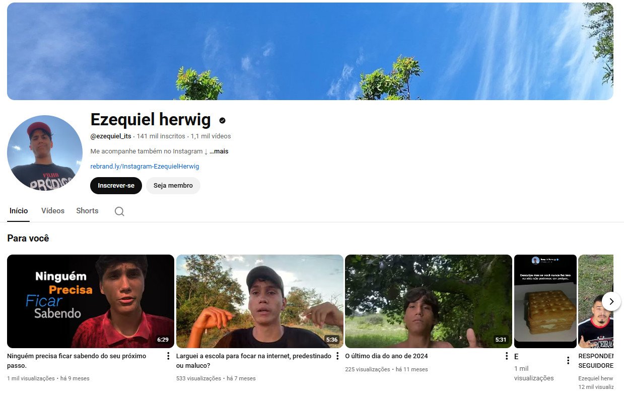 Canal no YouTube à venda – Ezequiel herwig (Vlogs e Motivação) | 141 mil inscritos