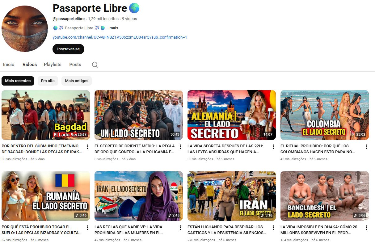 Canal no YouTube à venda – Pasaporte Libre | 1 mil Inscritos (Espanhol)