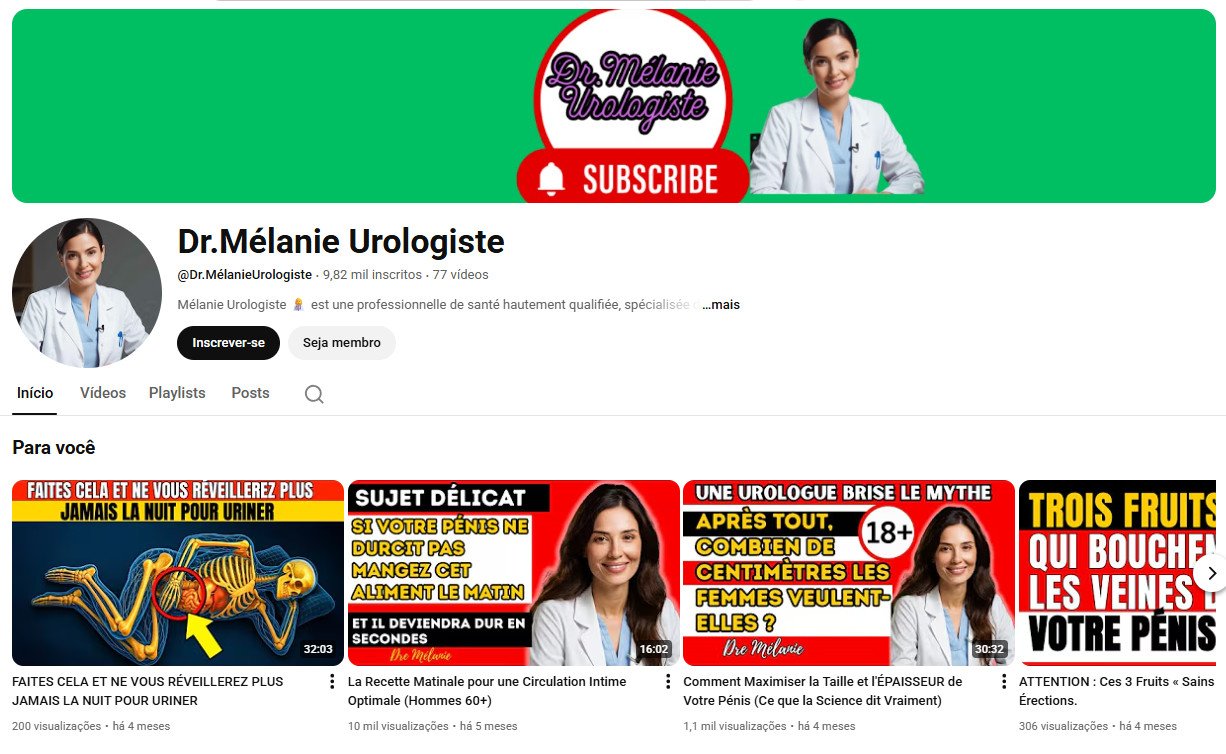 Canal no YouTube à venda – 9 mil Inscritos (Francês) – Saúde Masculina e Urologia
