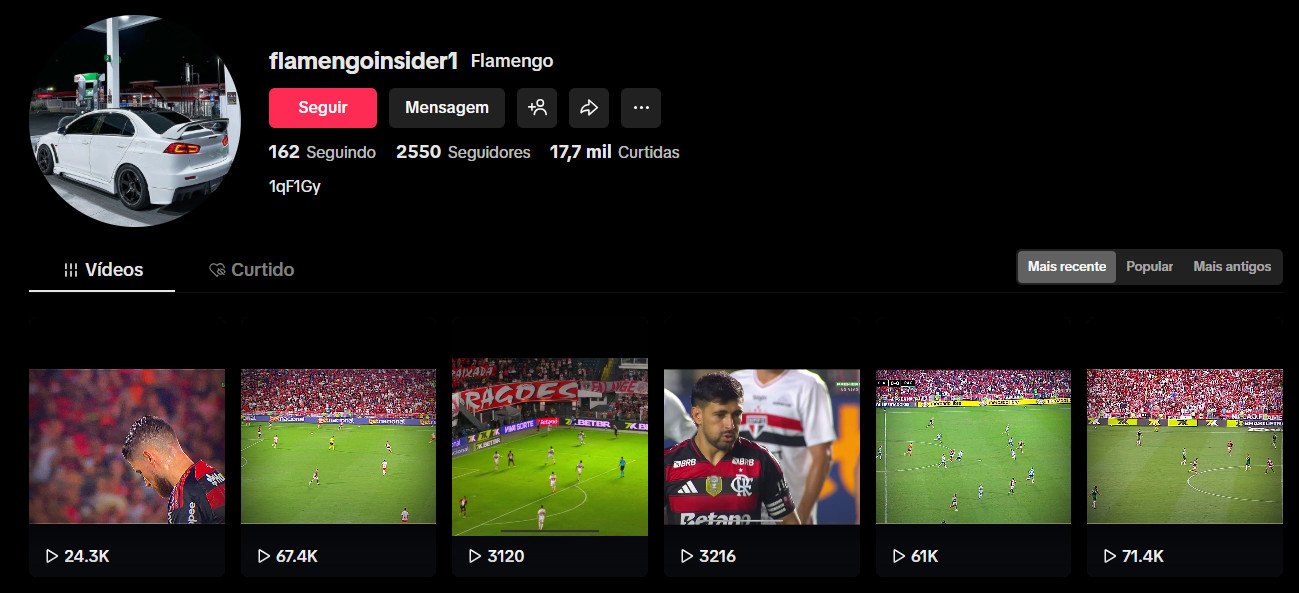 TikTok à venda – Notícias e Bastidores do Flamengo | 2 mil seguidores