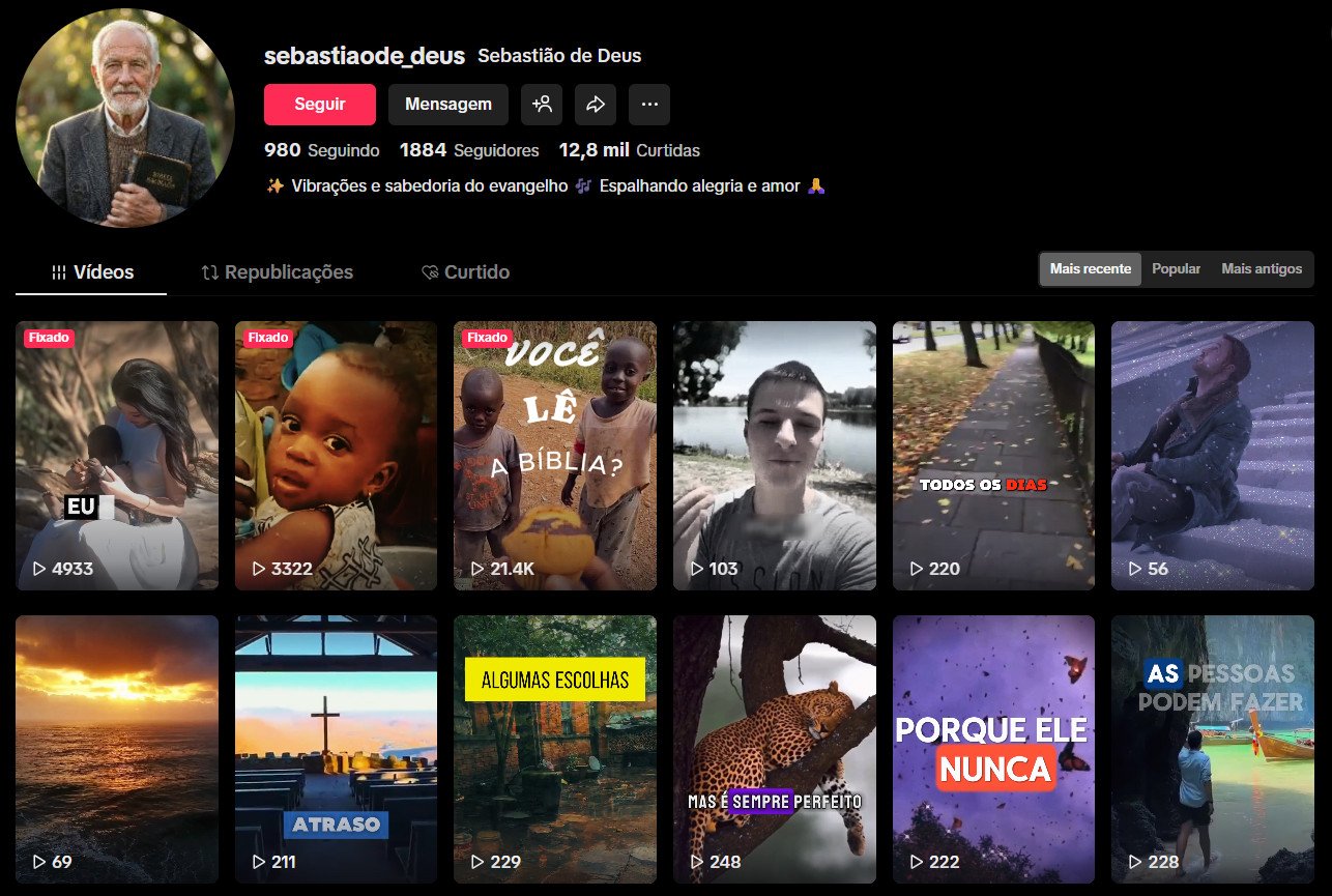 TikTok à venda – Sabedoria Bíblica e Mensagens de Fé | 1 mil seguidores