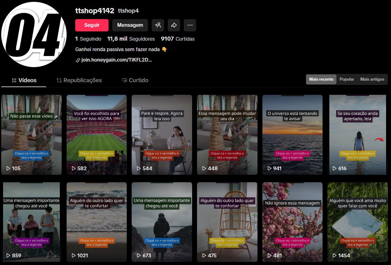 TikTok à venda – Mensagens de Motivação e Renda Passiva | 11 mil seguidores
