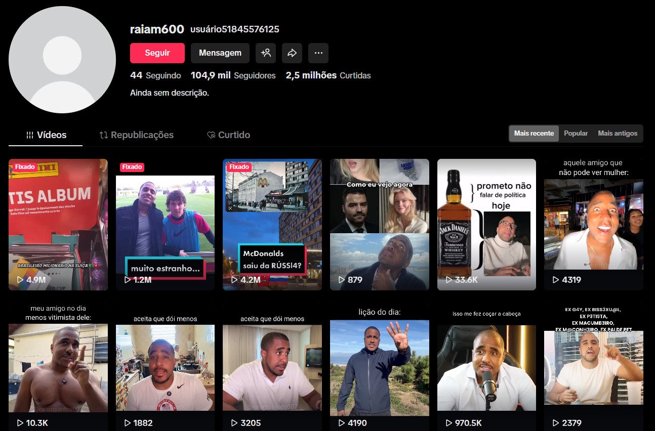 TikTok à venda – Opinião, Lifestyle e Cortes | 104 mil seguidores