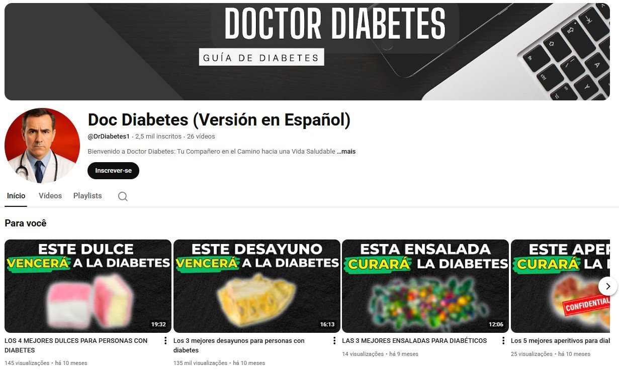 YouTube à venda – Saúde e Bem-Estar (Nicho Diabetes) | 2 mil inscritos