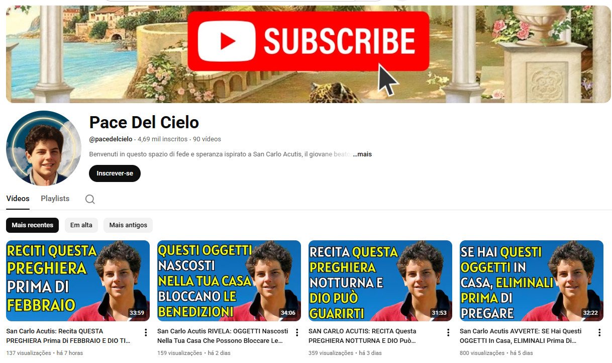 YouTube à venda – Espiritualidade e Fé | 4 mil inscritos