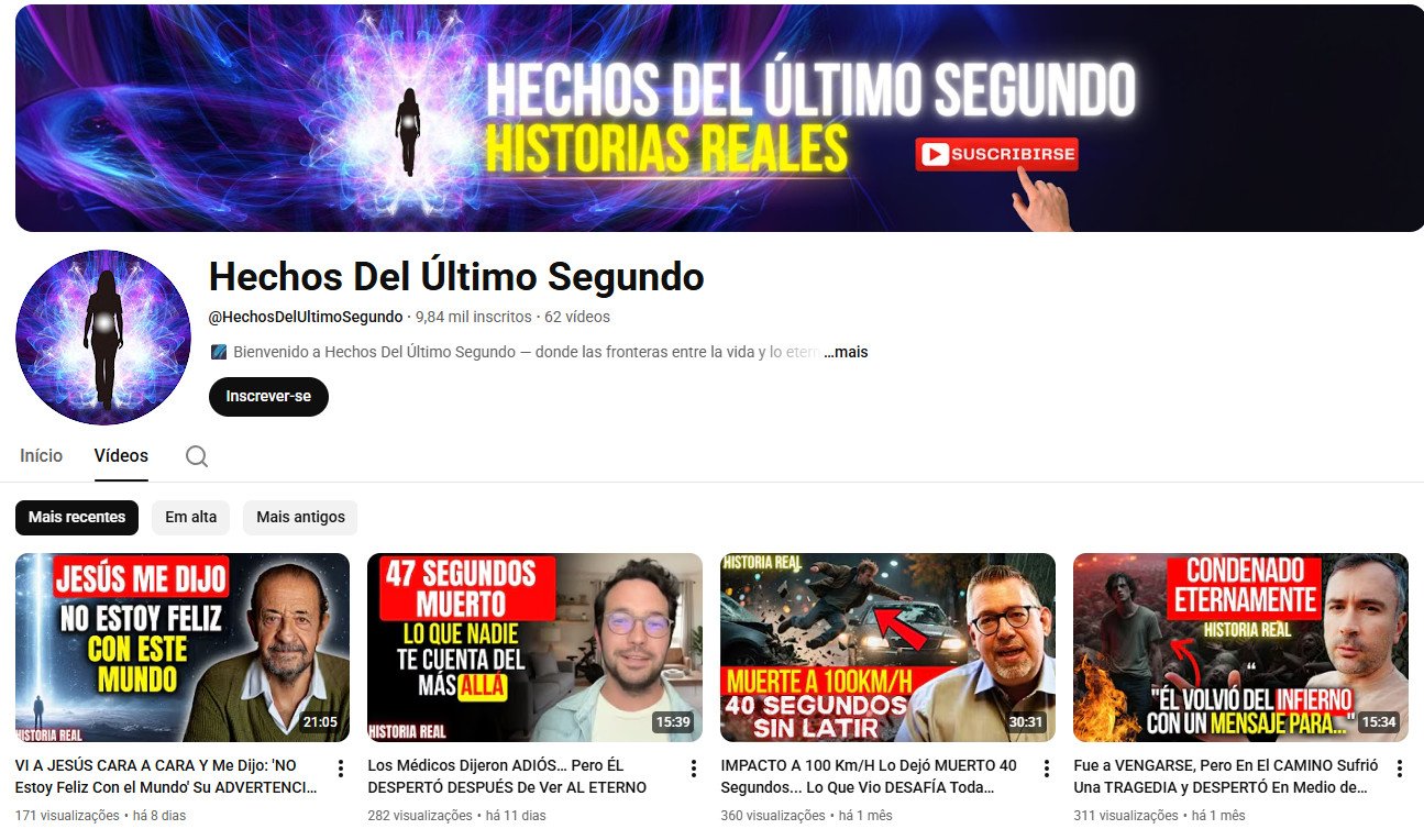 YouTube à venda – Espiritualidade e Relatos Reais | 9 mil inscritos