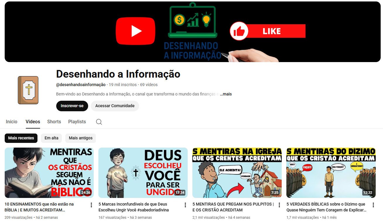 YouTube à venda – Espiritualidade e Finanças | 19 mil inscritos