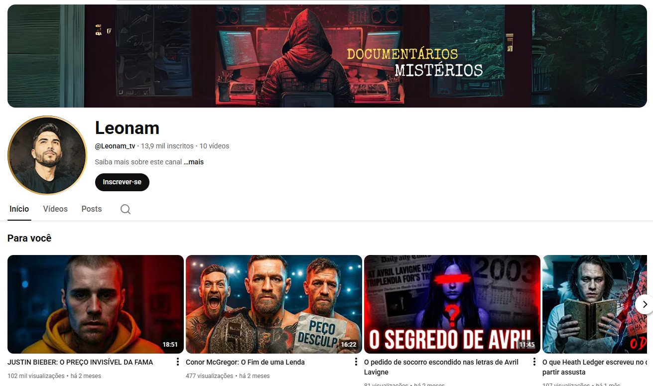 YouTube à venda – Documentários e Mistérios das Celebridades | 13 mil inscritos