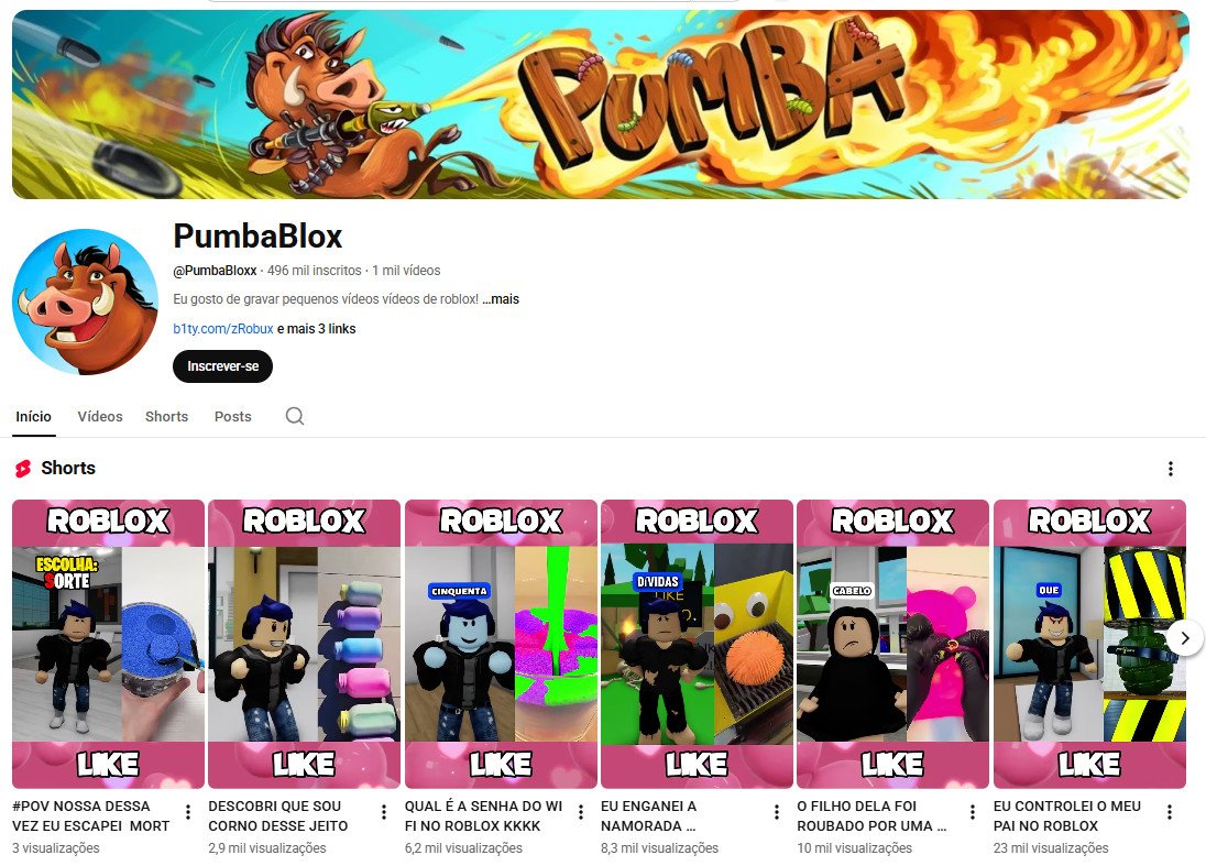 Youtube à venda – games e roblox (não monetizado) | 496 mil inscritos
