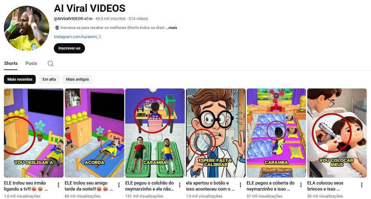 YouTube à venda – Animações 3D e Conteúdo Viral (Não Monetizado) | 49 mil inscritos