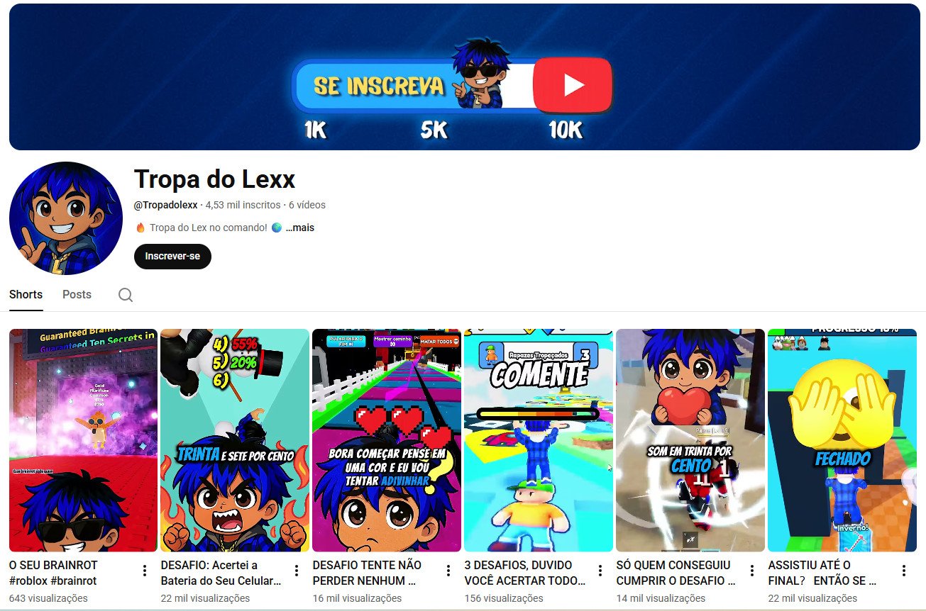 YouTube à venda – Games e Entretenimento (Roblox) | 4 mil inscritos