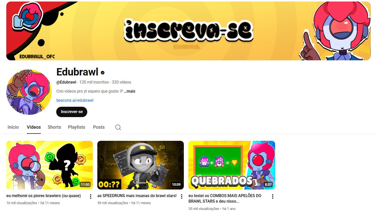 YouTube à venda – Brawl Stars e Games | 120 mil inscritos