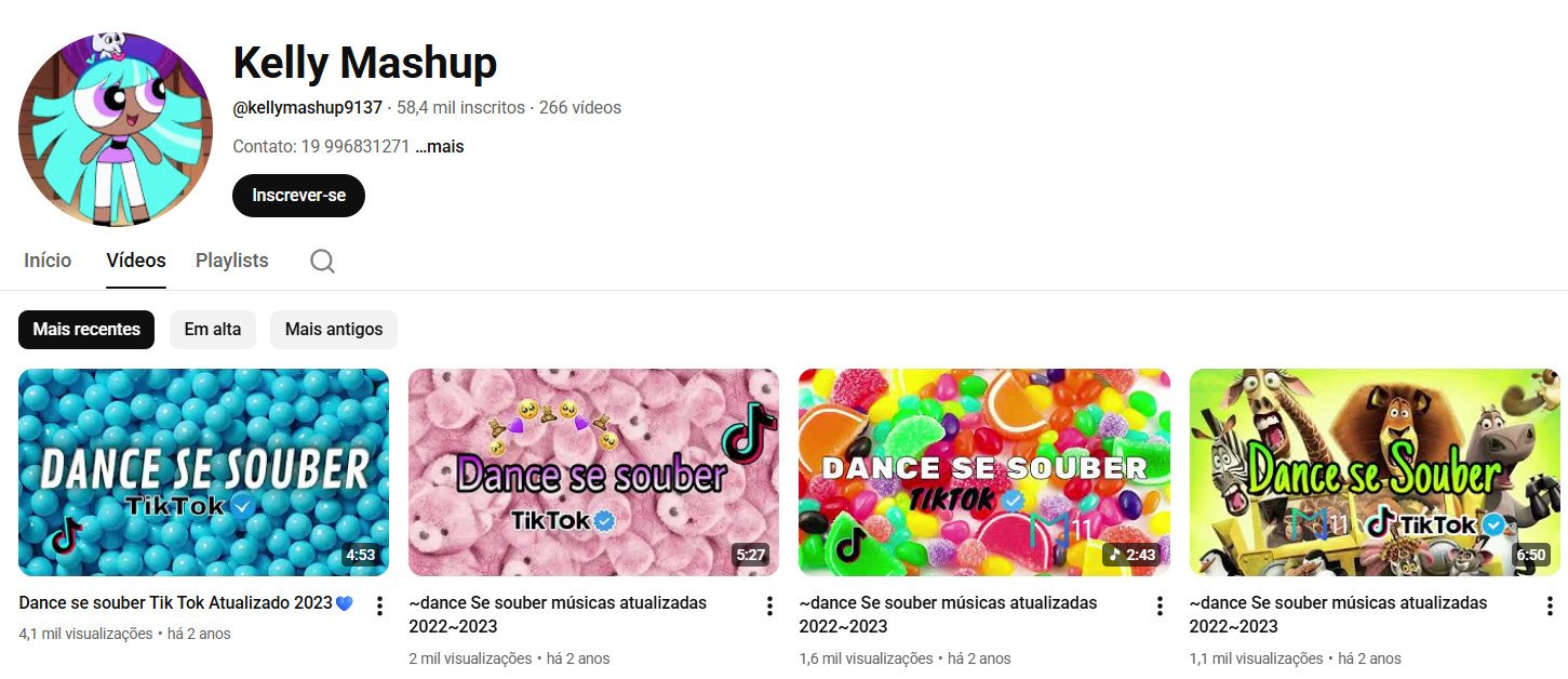 Canal no YouTube à venda – Kelly Mashup (58 mil inscritos) não monetizado