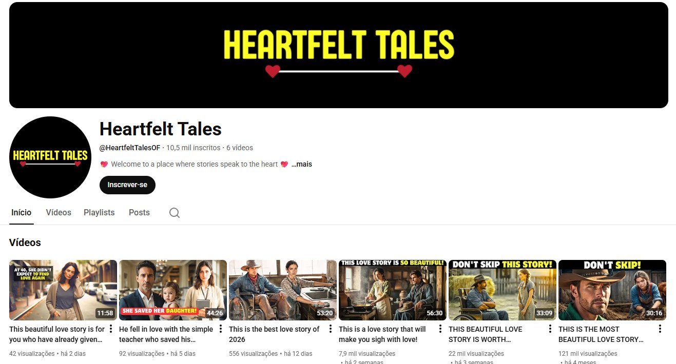 Canal no YouTube à venda – Histórias Emocionantes (10 mil inscritos) não monetizado