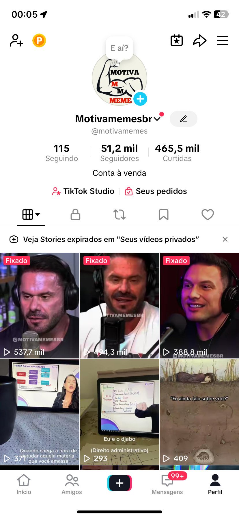 Venda de conta do Tik ToK, já vendi a do Instagram e agora estou vendo do Tik Tok.